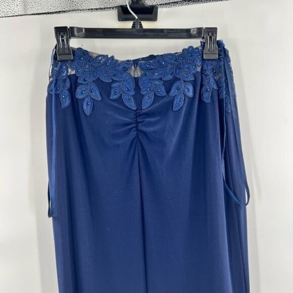 Faviana blue dress maxi long strapless embroidered size 4 - Picture 3 of 7